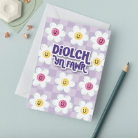 Welsh Thank You Card Set of 4 - Diolch Yn Fawr - Flowers
