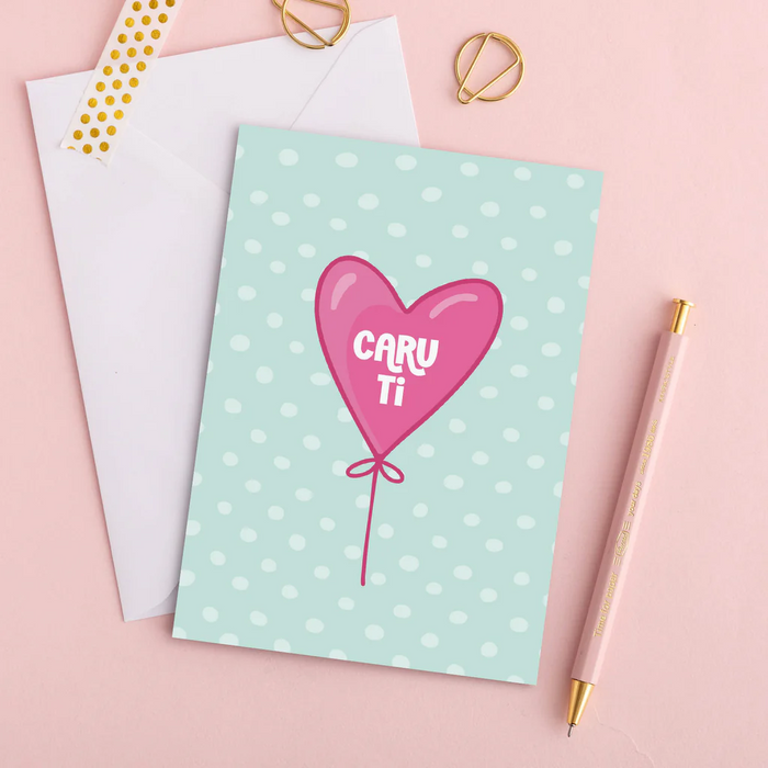 Welsh Love card 'Caru Ti' - balloon