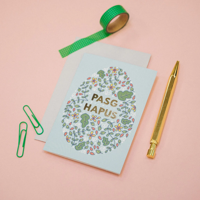 Easter card 'Pasg Hapus' gold foil