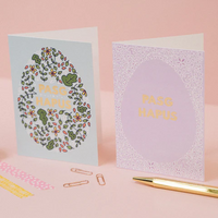 Set of 4 Welsh Easter cards 'Pasg Hapus' gold foil
