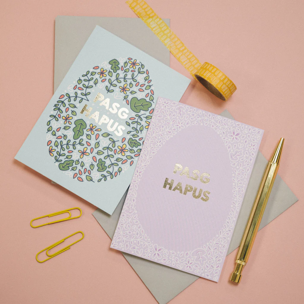 Set of 4 Welsh Easter cards &