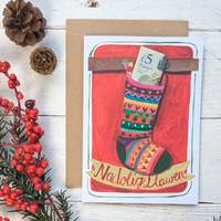 Welsh Christmas card - Hosan Nadolig â‚¬â€œ with Slot for Money