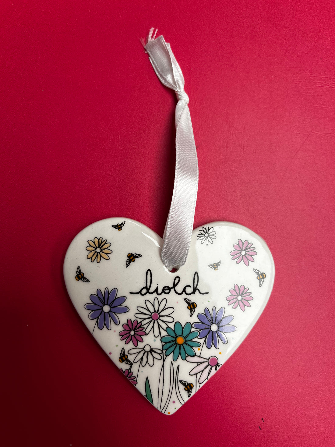 Ceramic Decoration - Diolch - Flowers