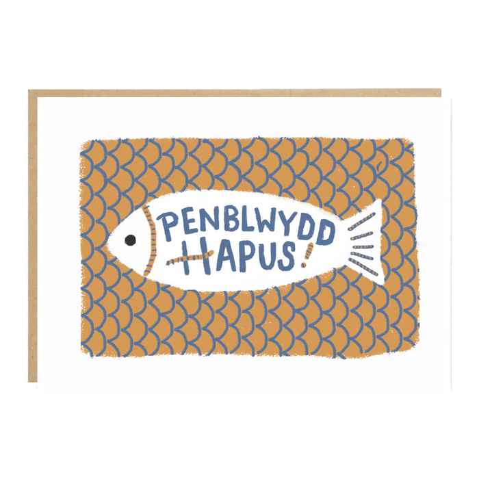 Welsh birthday card 'Penblwydd Hapus!' fish