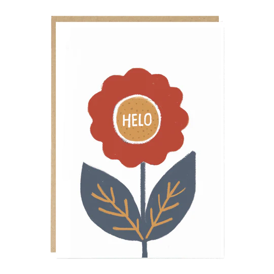 Welsh greetings card 'Helo' flower