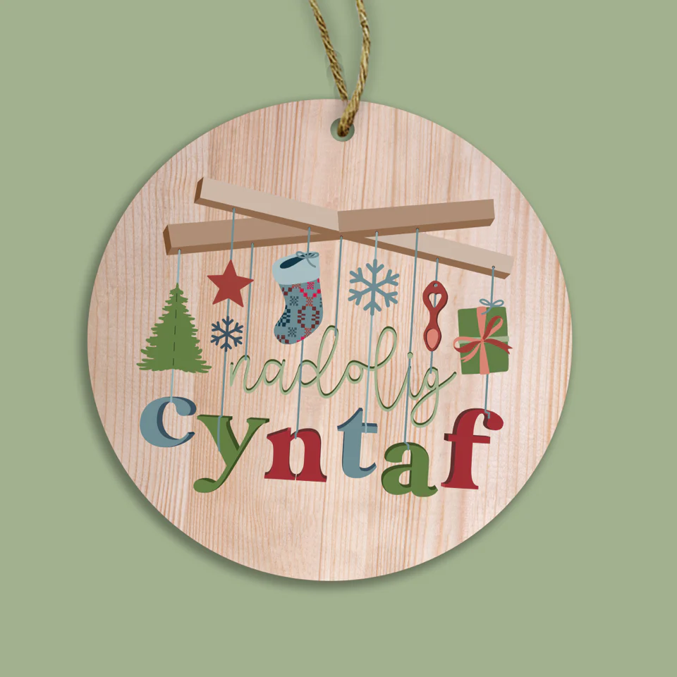 Wooden Christmas Decoration - Nadolig Cyntaf - Mobile