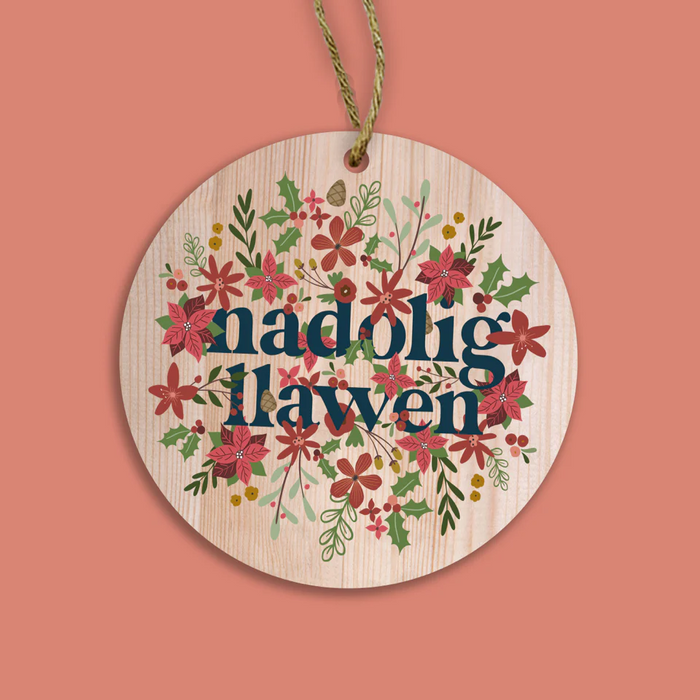 Wooden Christmas Decoration - Nadolig Llawen - Bouquet
