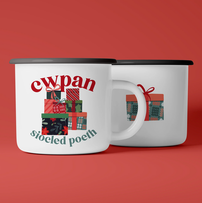 Welsh Ceramic Camping Mug 'Cwpan Siocled Poeth' gifts