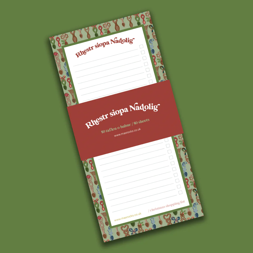 Rhestr Siopa Nadolig - Welsh Christmas Shopping List Notepad