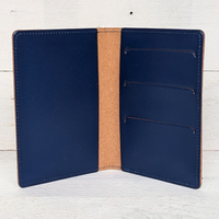 Welsh Leather Passport Cover - Tra MÃ´r yn Fur - Blue
