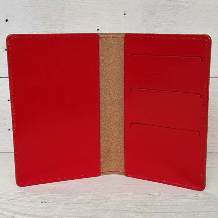 Welsh Leather Passport Cover - Gwlad Gwlad - Red