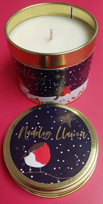 Christmas Fragranced Tin Candle - Nadolig Llawen - Robins