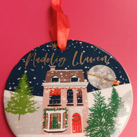 Ceramic Christmas Decoration - Santa - Round
