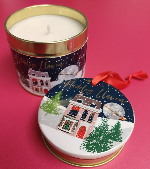 Christmas Fragranced Tin Candle - Nadolig Llawen - Santa