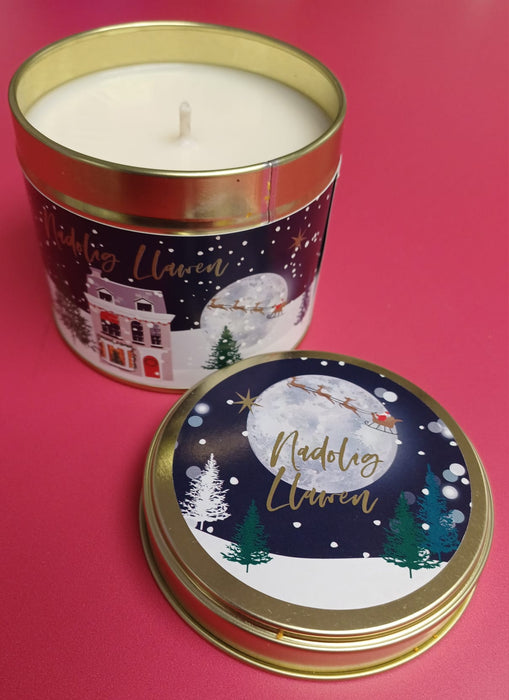 Christmas Fragranced Tin Candle - Nadolig Llawen - Santa