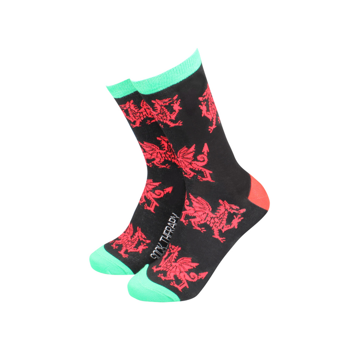 Bamboo Gift Socks - Welsh Dragons - Women's
