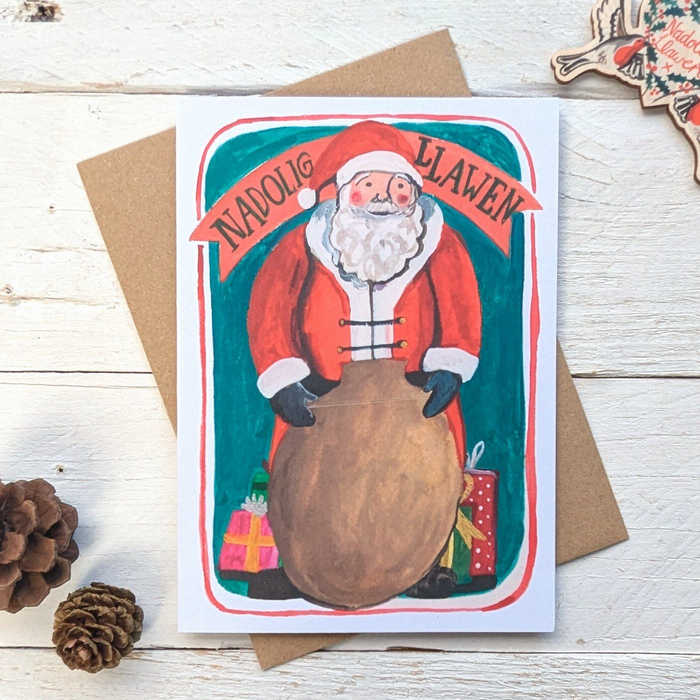 Welsh Christmas card - Siôn Corn – with Slot for Money