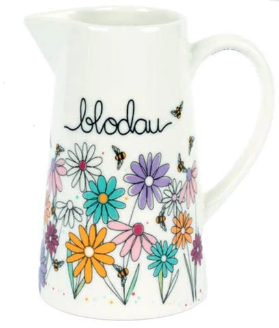 Large Ceramic Jug - Blodau - Flowers & Bees