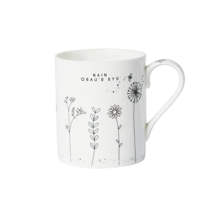 Bone China Mug - Nain Orau'r Byd - Wildflowers