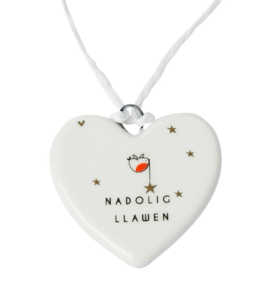 Ceramic Mini Christmas Decoration - Nadolig Llawen - Robins