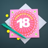 Welsh 18th Birthday Card' Penblwydd Hapus 16' pompoms