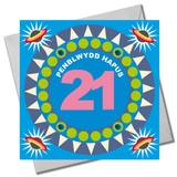 Welsh 21st Birthday Card 'Penblwydd Hapus 21' pompoms