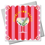 Welsh birthday card - Gin and Stripes, Penblwydd hapus, pompoms