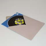 Welsh birthday card - Vinyl record - Happy birthday, pompoms