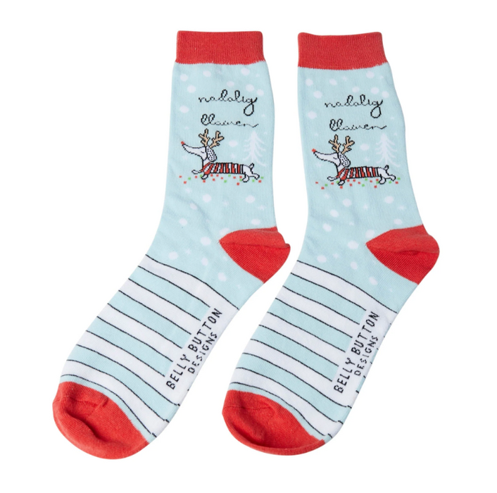 Christmas Bamboo Gift Socks - Nadolig Llawen -Sausage Dog