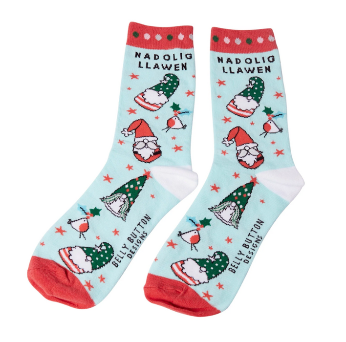 Christmas Bamboo Gift Socks - Nadolig Llawen - Gonks