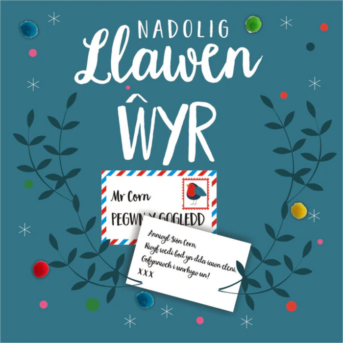 Christmas card 'Nadolig Llawen Ŵyr' - Grandson - Pompoms