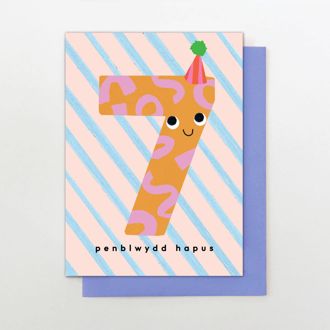 Welsh 7th Birthday card "Penblwydd Hapus 7"