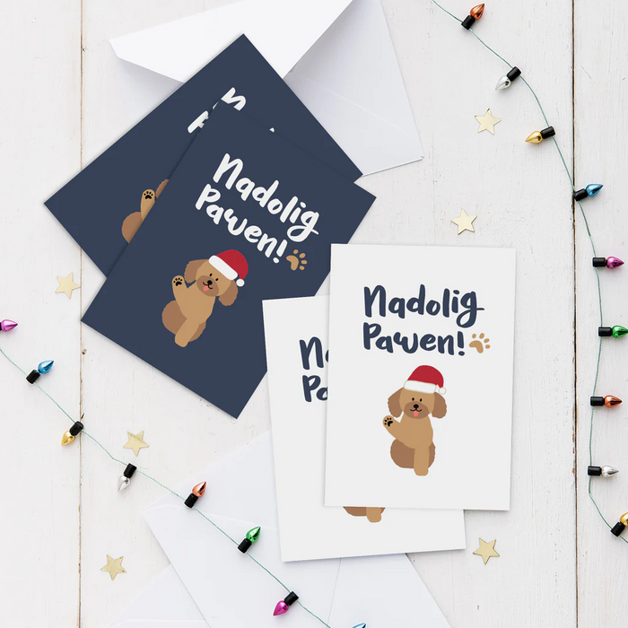 Christmas cards 'Nadolig Pawen' pack of 4 mini cards