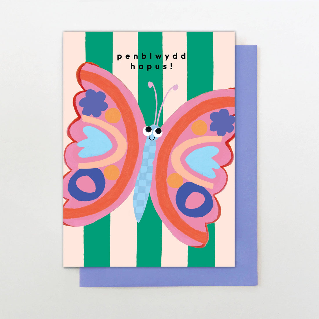 Welsh Birthday card "Penblwydd Hapus" Butterfly
