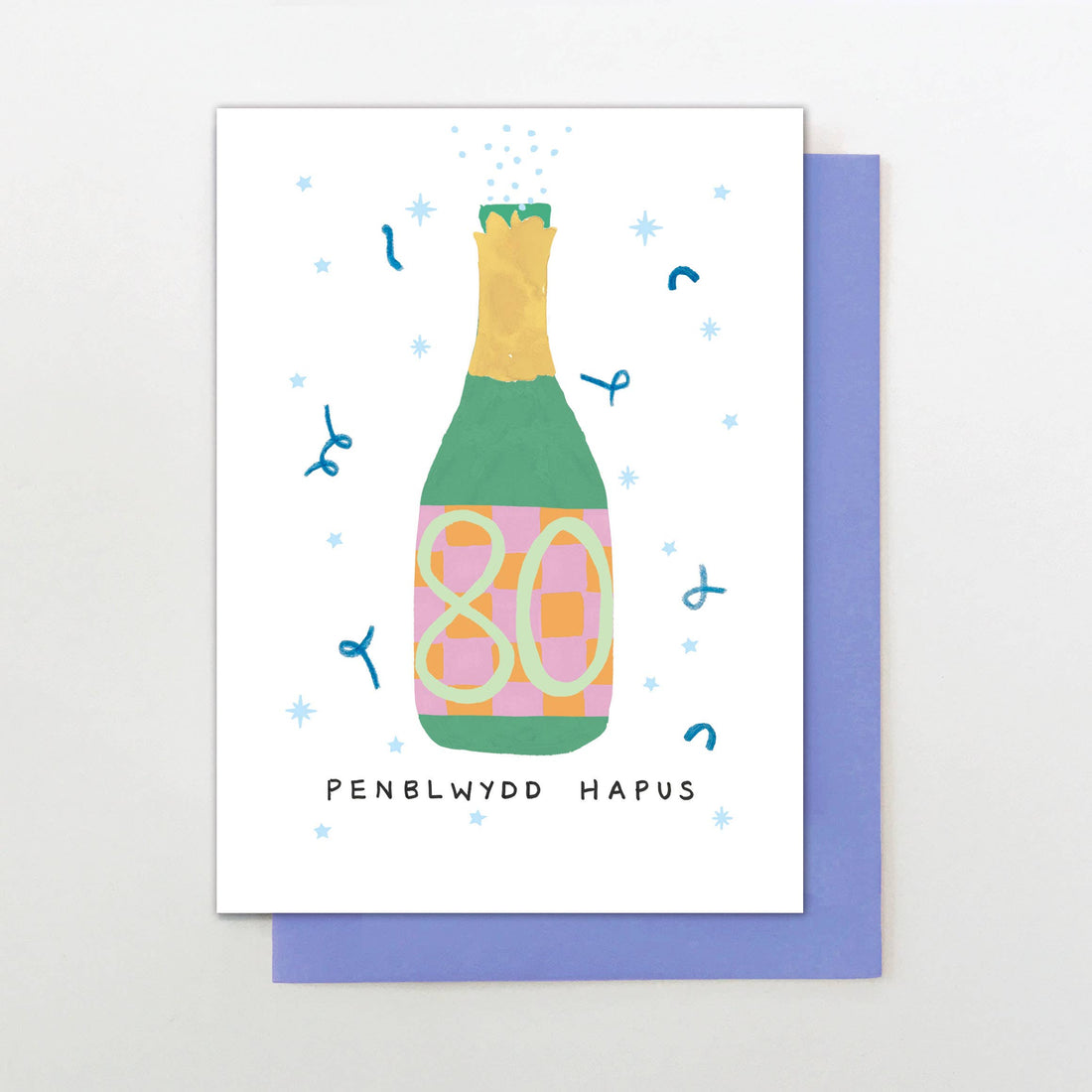 Welsh 80th Birthday card "Penblwydd Hapus 80"
