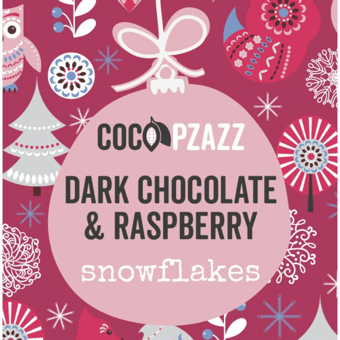 Welsh Dark Chocolate & Raspberry Snowflakes 80g