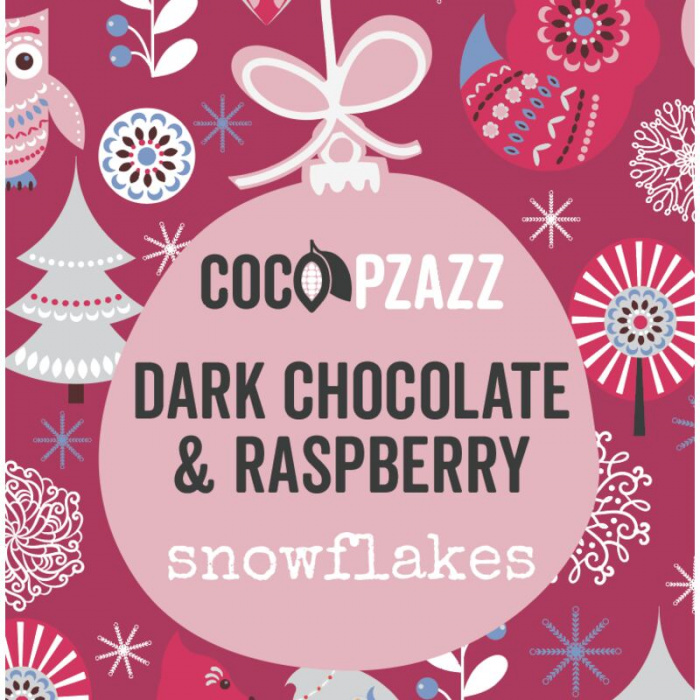 Welsh Dark Chocolate & Raspberry Snowflakes 96g