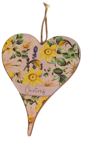 Welsh hanging heart decorations - Daffodil