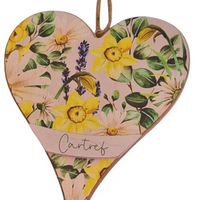 Welsh hanging heart decorations - Daffodil