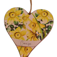 Welsh hanging heart decorations - Daffodil