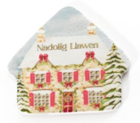 Nadolig Llawen ceramic coaster - gold details