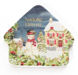 Nadolig Llawen ceramic coaster - gold details