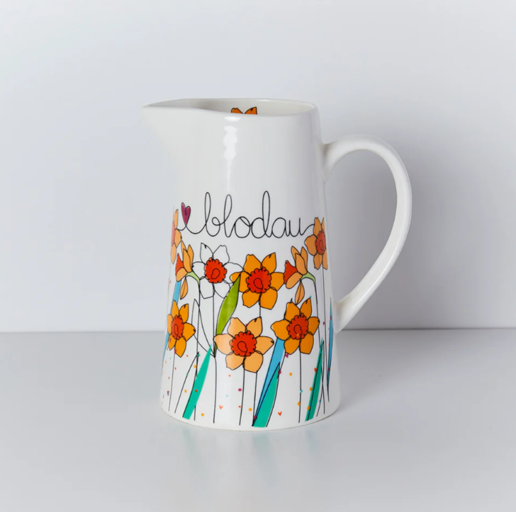 Large Ceramic Jug - Blodau - Daffodils