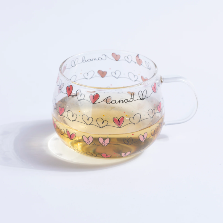 Glass Mug - Cariad - Hearts