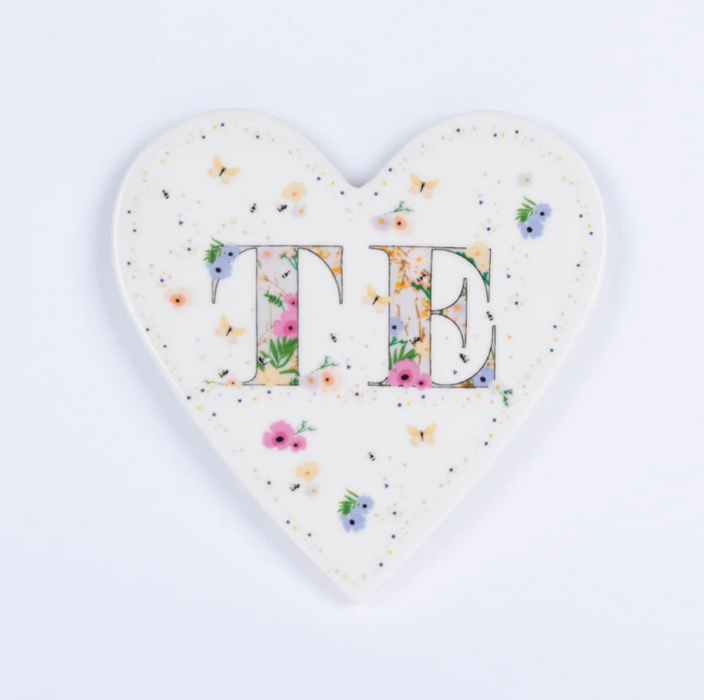 Welsh porcelain heart coaster 'Te' tea