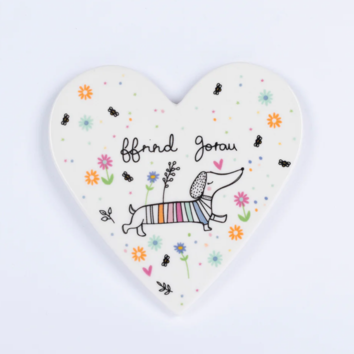 Welsh porcelain heart coaster &