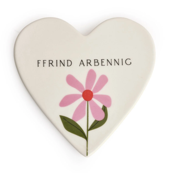 Welsh porcelain heart coaster &