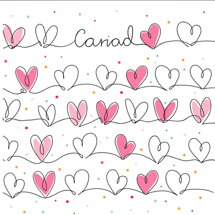 Love card 'Cariad' hearts
