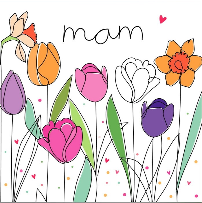Mother's day card 'Mam' flowers