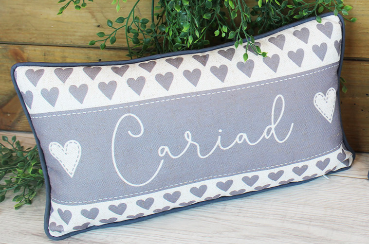 Grey heart cushion - Cariad